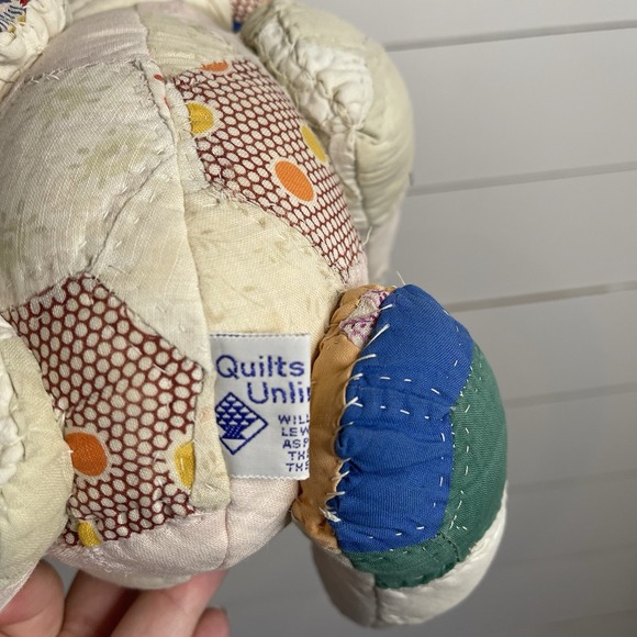 Vintage Handmade Patchwork Quilt Teddy Bear 10" Quilts Unlimited Floral Nursery - Picture 8 of 10